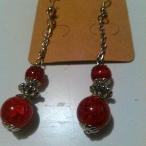 Women's Handmade Red Snowmen Earrings